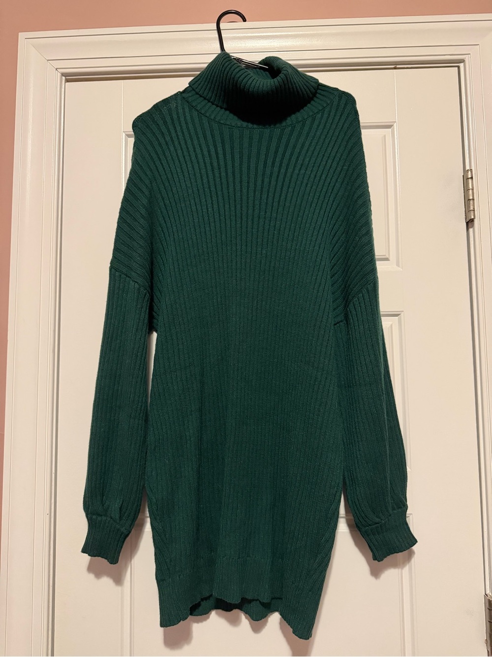 Turtleneck Ribbed Knit Sweater - Forest Green